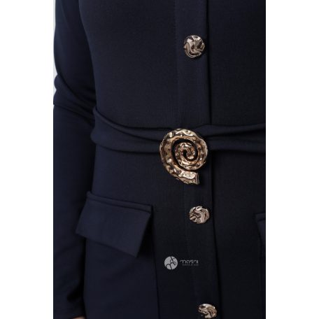 Arany gombos poli maxi ruha sötétkék