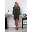 Hátán szatén masnis flitteres oversize ruha fekete/ezüst