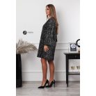 Hátán szatén masnis flitteres oversize ruha fekete/ezüst