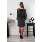 Hátán szatén masnis flitteres oversize ruha fekete/ezüst