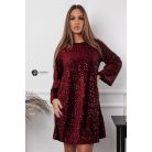 Hátán szatén masnis flitteres oversize ruha bordó