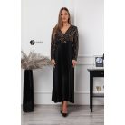 Flitteres felsőrészes, pliszíros szoknyás maxi ruha arany/fekete