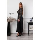 Flitteres felsőrészes, pliszíros szoknyás maxi ruha arany/fekete