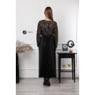 Flitteres felsőrészes, pliszíros szoknyás maxi ruha arany/fekete