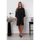 Hátán masnis, pliszírozott oversize ruha csillogó fekete