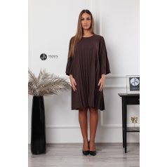 Hátán masnis, pliszírozott oversize ruha csillogó barna