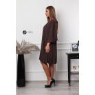 Hátán masnis, pliszírozott oversize ruha csillogó barna