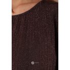 Hátán masnis, pliszírozott oversize ruha csillogó barna