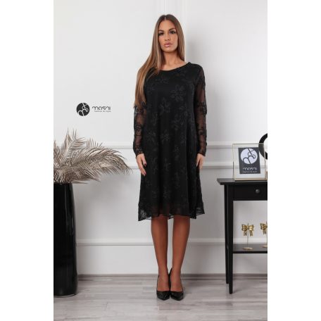 Csipkés oversize ruha fekete