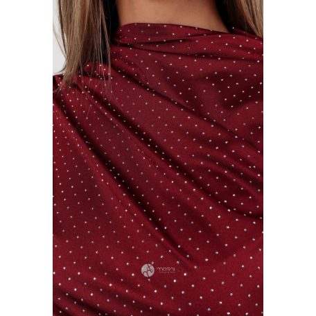 Magas nyakú kövezett body bordó