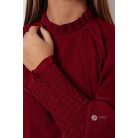 Magas rakott nyakú, hosszú ujjú, egyszínű felső bordó