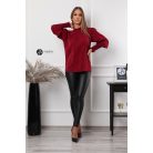 Magas rakott nyakú, hosszú ujjú, egyszínű felső bordó