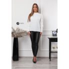 Magas rakott nyakú, hosszú ujjú, egyszínű felső fehér