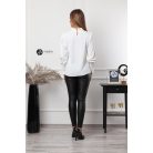 Magas rakott nyakú, hosszú ujjú, egyszínű felső fehér