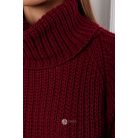 Garbós nyakú kétoldalt sliccelt kötött pulcsiruha burgundy