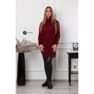 Garbós nyakú kétoldalt sliccelt kötött pulcsiruha burgundy