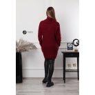 Garbós nyakú kétoldalt sliccelt kötött pulcsiruha burgundy