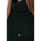 Garbós nyakú kétoldalt sliccelt kötött pulcsiruha sötétzöld