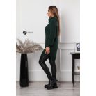 Garbós nyakú kétoldalt sliccelt kötött pulcsiruha sötétzöld