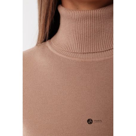 Garbós nyakú kötött tunika/ruha camel