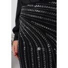 Kövezett necc szoknya fekete