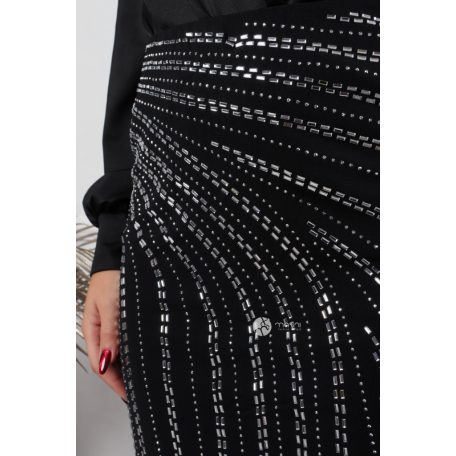 Kövezett necc szoknya fekete