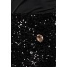 Flitteres szoknyás, nyakbakötös miniruha fekete