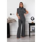 Magas nyakú, kövezett overál ezüst