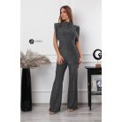 Magas nyakú, kövezett overál ezüst