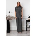 Magas nyakú, kövezett overál ezüst