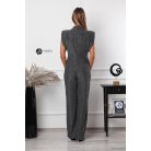 Magas nyakú, kövezett overál ezüst