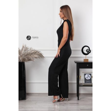 Magas nyakú, kövezett overál fekete