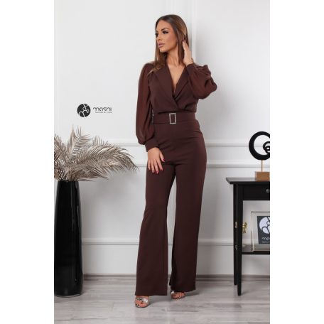 Necc ujjú galléros overál övvel csokibarna