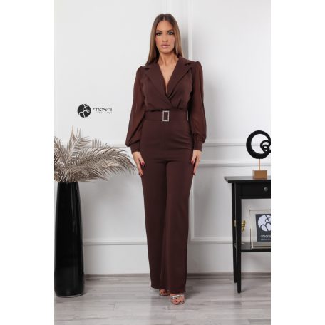 Necc ujjú galléros overál övvel csokibarna