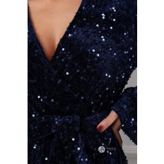 Hosszú ujjú flitteres rövidnadrágos overál sötétkék