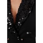 Flitteres galléros, rövidnadrágos zakó overál fekete