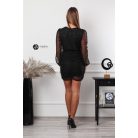 Átlapolt felsőrészes csillogó necc ruha fekete