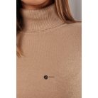 Garbós nyakú csillogó kötött felső camel