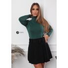 Garbós nyakú csillogó kötött felső sötétzöld