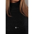Garbós nyakú csillogó kötött felső fekete