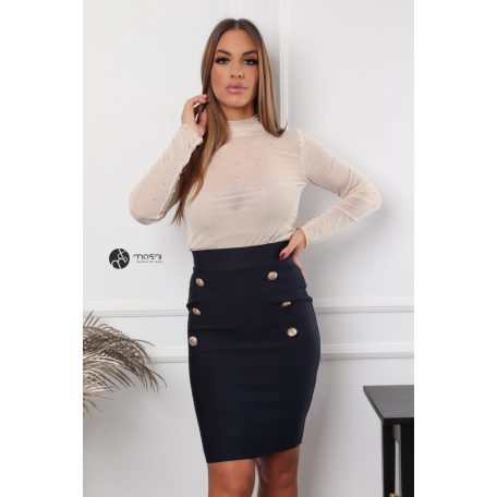 Magas nyakú kövezett necc felső bézs