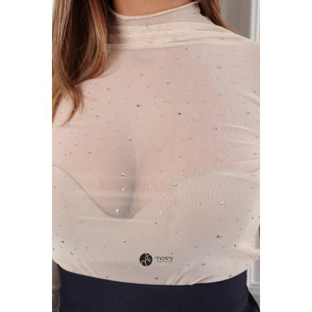 Magas nyakú kövezett necc felső bézs