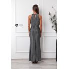 Magas nyakú maxi ruha csillogó grafit 