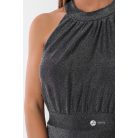 Magas nyakú maxi ruha csillogó grafit 