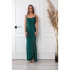 Ejtett nyakú csillogó maxi ruha zöld